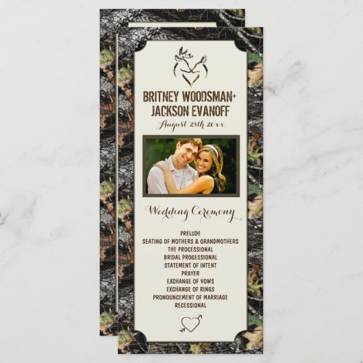 Photo Deer Hearts Chasse Camo Wedding Programmes (Devant / Derrière)