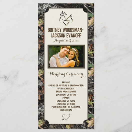 Photo Deer Hearts Chasse Camo Wedding Programmes (Devant)