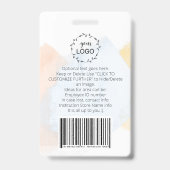 *~* Photo d'employé - Logo - Code-barres du badge (Arrière)