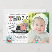 Photo Deux Ans Monster Anniversaire Invitation (Devant)