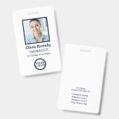 Photo d'identité de l'employé Badge | Navy Blanc (Avant & arrière)
