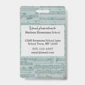 Photo d'identité de l'enseignant de musique Badge  (Back)