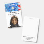 Photo d'identité de pompier avec drapeau et badge (Avant & arrière)