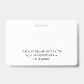 Photo d'identité d'infirmière Badge Logo Simple No (Arrière)