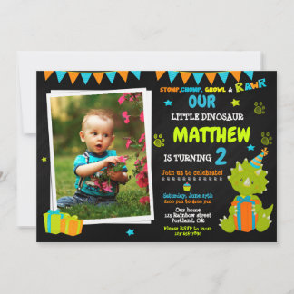 Photo Dinosaur birthday invitation - Dino party Kaart