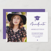Photo diplômé faire-part violet (Devant / Derrière)