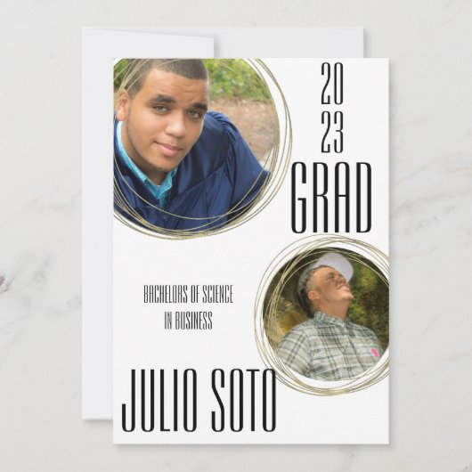 Photo d'or de la Graduation moderne Faire-part bla (Devant)