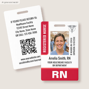 Photo du badge d'infirmière ID Logo RN Employée Mo