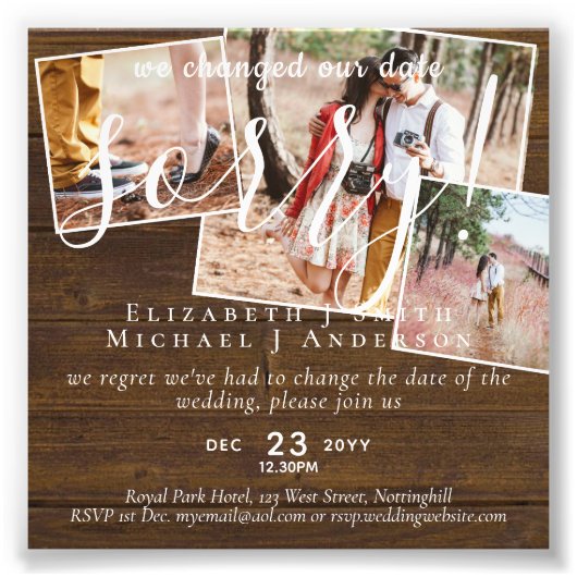 PHOTO du budget Changement de plan Nouvelle date r (Devant)