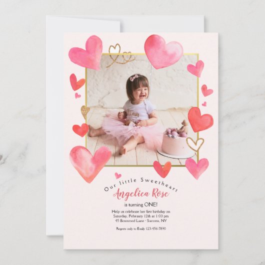 Photo du cadre cardiaque Invitation d'anniversaire (Devant)