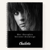 Photo du carnet de croquis citation noir blanc (Devant)