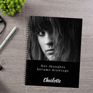 Photo du carnet de croquis citation noir blanc