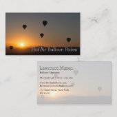 Photo du Carte de visite Hot Air Balloon Rides (Devant / Derrière)