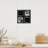 Photo du jour de mariage collage noir blanc Poster (Cuisine)