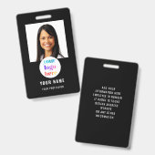 Photo du logo de l'employé Badge Noir (Avant & arrière)
