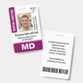 Photo du logo du badge d'identification du médecin (Avant & arrière)