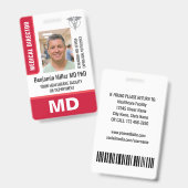 Photo du logo du badge d'identification du médecin (Avant & arrière)