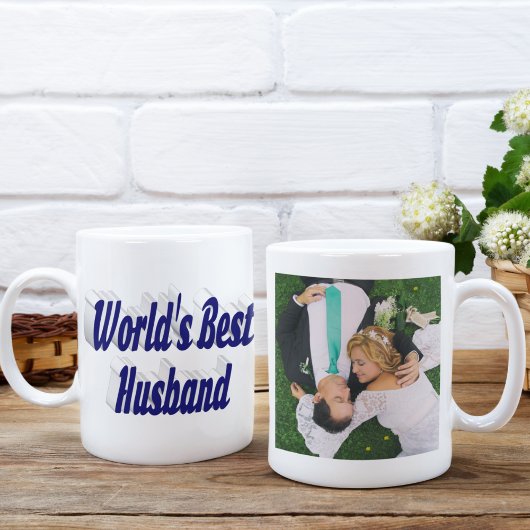 Photo du mari avec texte bleu foncé Mug de café gé