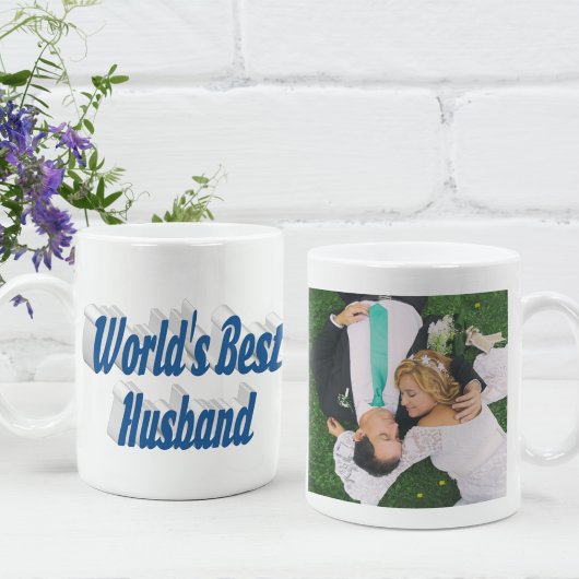 Photo du mari avec texte bleu mer Café Mug