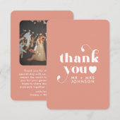 Photo du Mariage Merci Retro | Dusty Pink Card (Devant / Derrière)