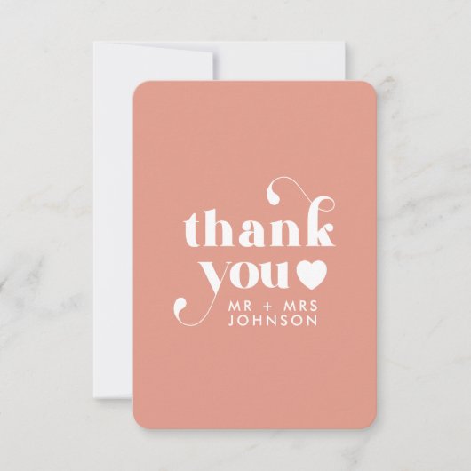 Photo du Mariage Merci Retro | Dusty Pink Card (Devant)