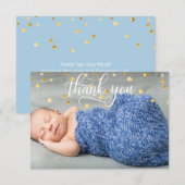 PHOTO du MERCI | de baby shower de GARÇON d'or + (Devant / Derrière)