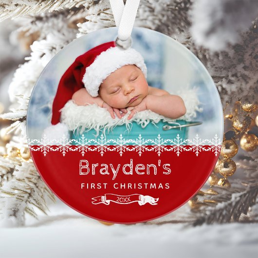 Photo du premier Noël de bébé Rouge