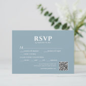 Photo Dust Blue QR Code Wedding RSVP Kaartje (Staand voorkant)