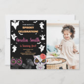 Photo Éffrayant Black Halloween Invitations d'anni (Devant)