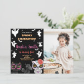 Photo Éffrayant Black Halloween Invitations d'anni (Debout devant)