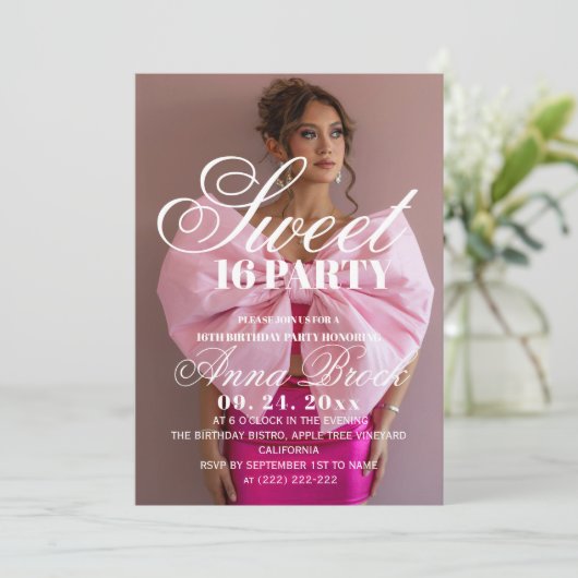 Photo Elegance Sweet 16 Birthday Party Invitation (Debout devant)