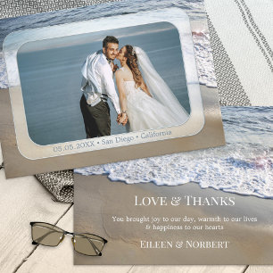Photo Elegant Beach Wedding Carte de remerciements
