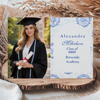 Photo Elegant French Toile Graduation Party Aankondiging