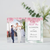 Photo Elegant Mariage rose Merci carte postale (Debout devant)