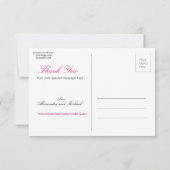 Photo Elegant Mariage rose Merci carte postale (Dos)