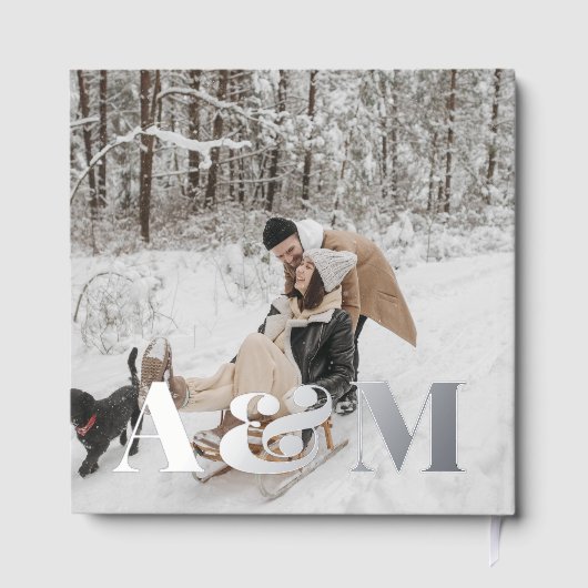 Photo Elegant Monogram Blue (Verso)