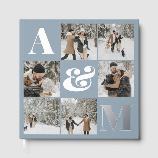 Photo Elegant Monogram Blue (Recto)