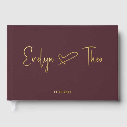 Photo Élégant Script Coeur Bourgogne (Recto)