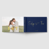 Photo Élégant Script Heart Blue Mariage Livre d'in (Complet)
