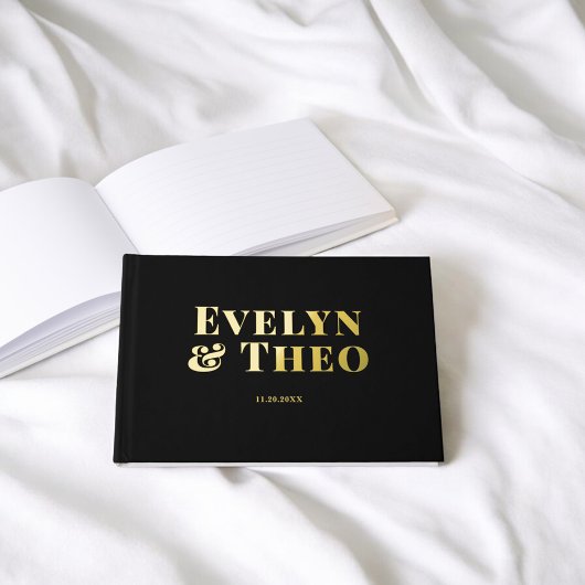 Photo Elegant Simple Black Mariage Livre d'invité