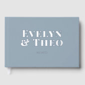 Photo Elegant Simple Blue Mariage Livre d'invité (Recto)