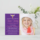 Photo Elégante moderne First Communion Invitation (Debout devant)