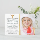Photo Elégante moderne First Communion Invitation (Debout devant)