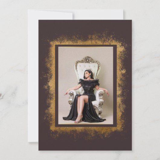 Photo Elégante Moderne Quinceanera Gold Invitation (Dos)