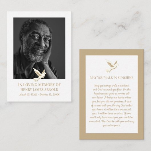 Photo Élégante, Sainte colombe, Carte de prière (Devant / Derrière)