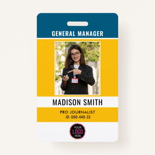 Photo Employee Logo or QR CODE Security Badge (Voorkant)