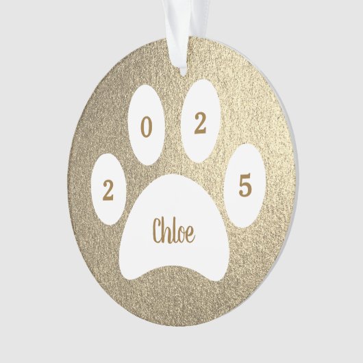 Photo Empreinte de patte blanc Gold Chat avec nom (devant)