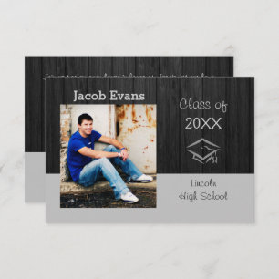 Photo en bois noir horizontal - 3x5 Faire-part gra