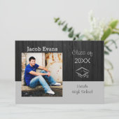 Photo en bois noir horizontal - Faire-part graduée (Debout devant)