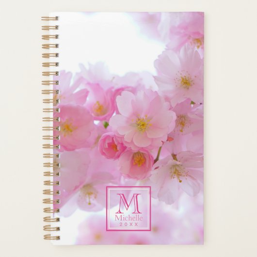 Photo en fleurs de cerisiers roses - Monogramme (Devant)